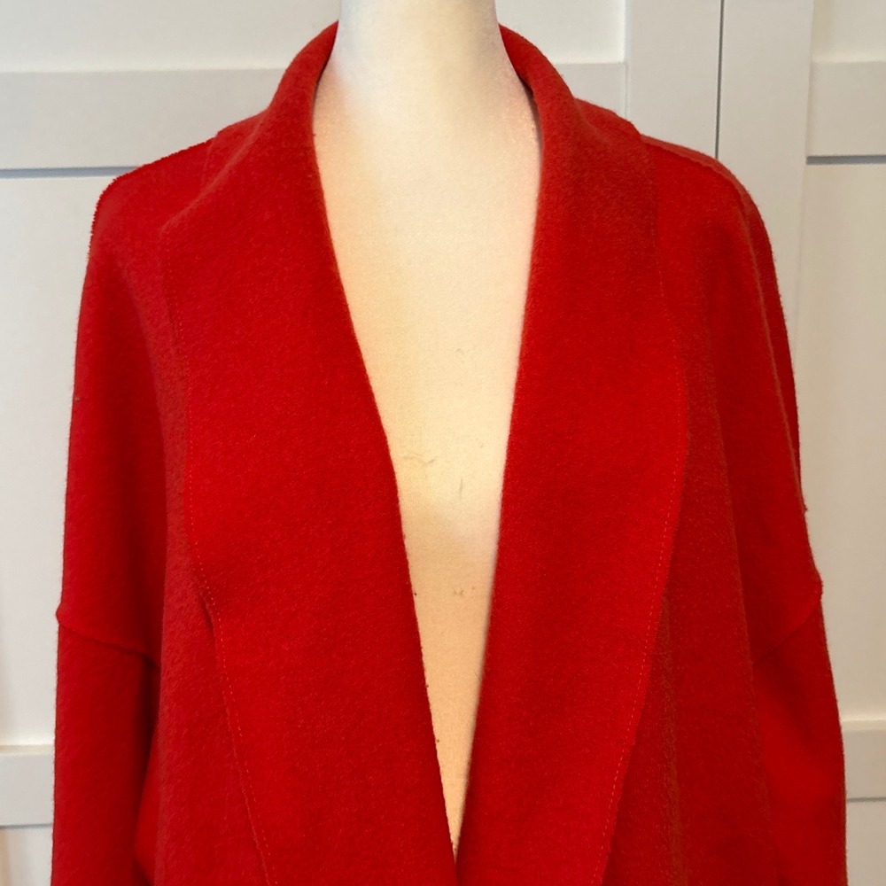 Eileen Fisher Woman Bright Red Wool Open Jacket in Size 2X - Picture 2 of 10